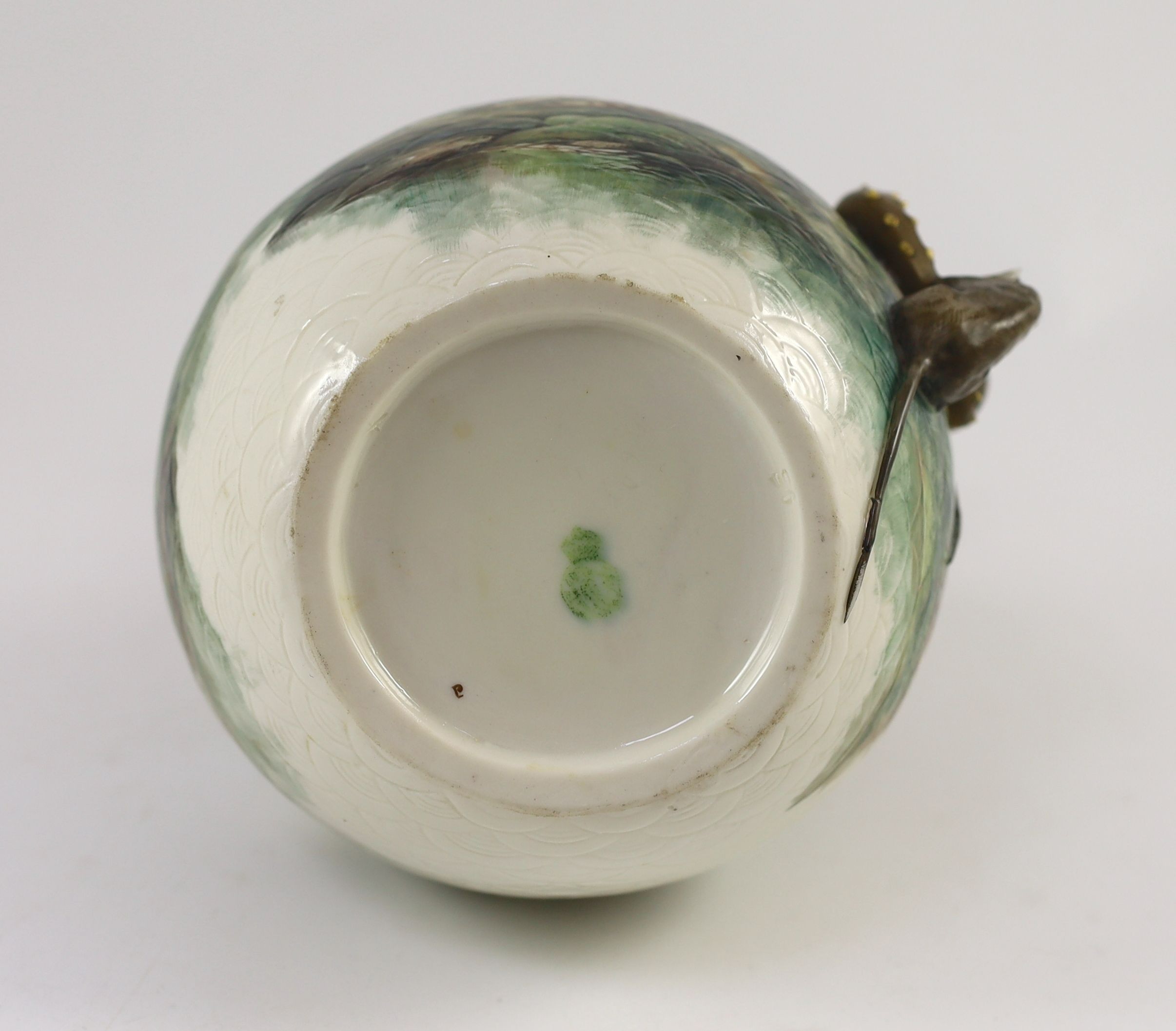 An unusual Royal Worcester ‘frog and mice’ ewer, c.1880, 29cm high